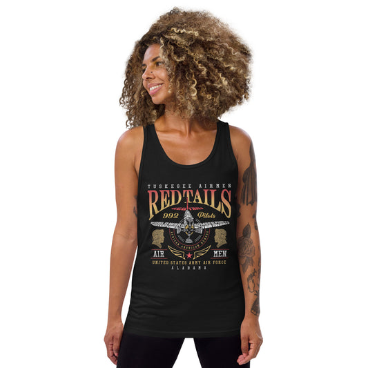Tuskegee Airmen Red Tails Graphic on Unisex Tank Top
