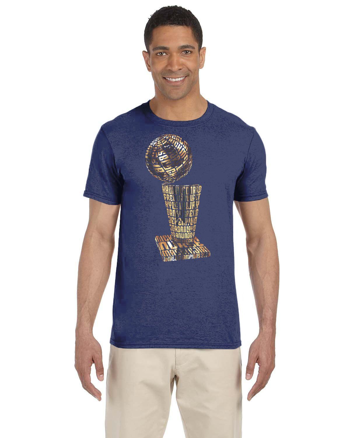 2019 Toronto Raptors NBA Championship Trophy Typography Graphic on Gildan Adult Soft style T-Shirt