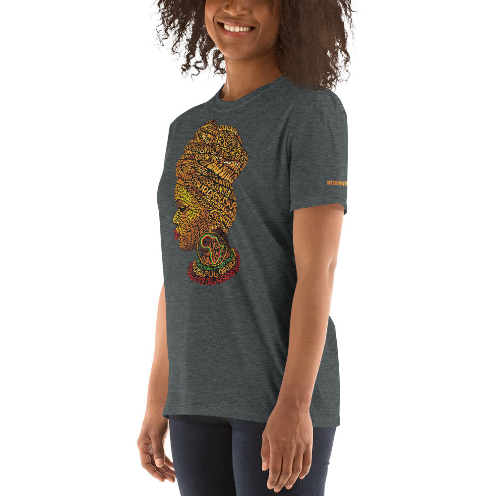 African Princess in Gold Typography Graphic on Short-Sleeve Unisex T-Shirt