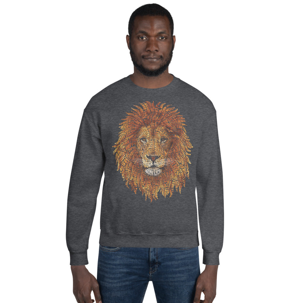 Lion Head Typography Design on Unisex Sweatshirt