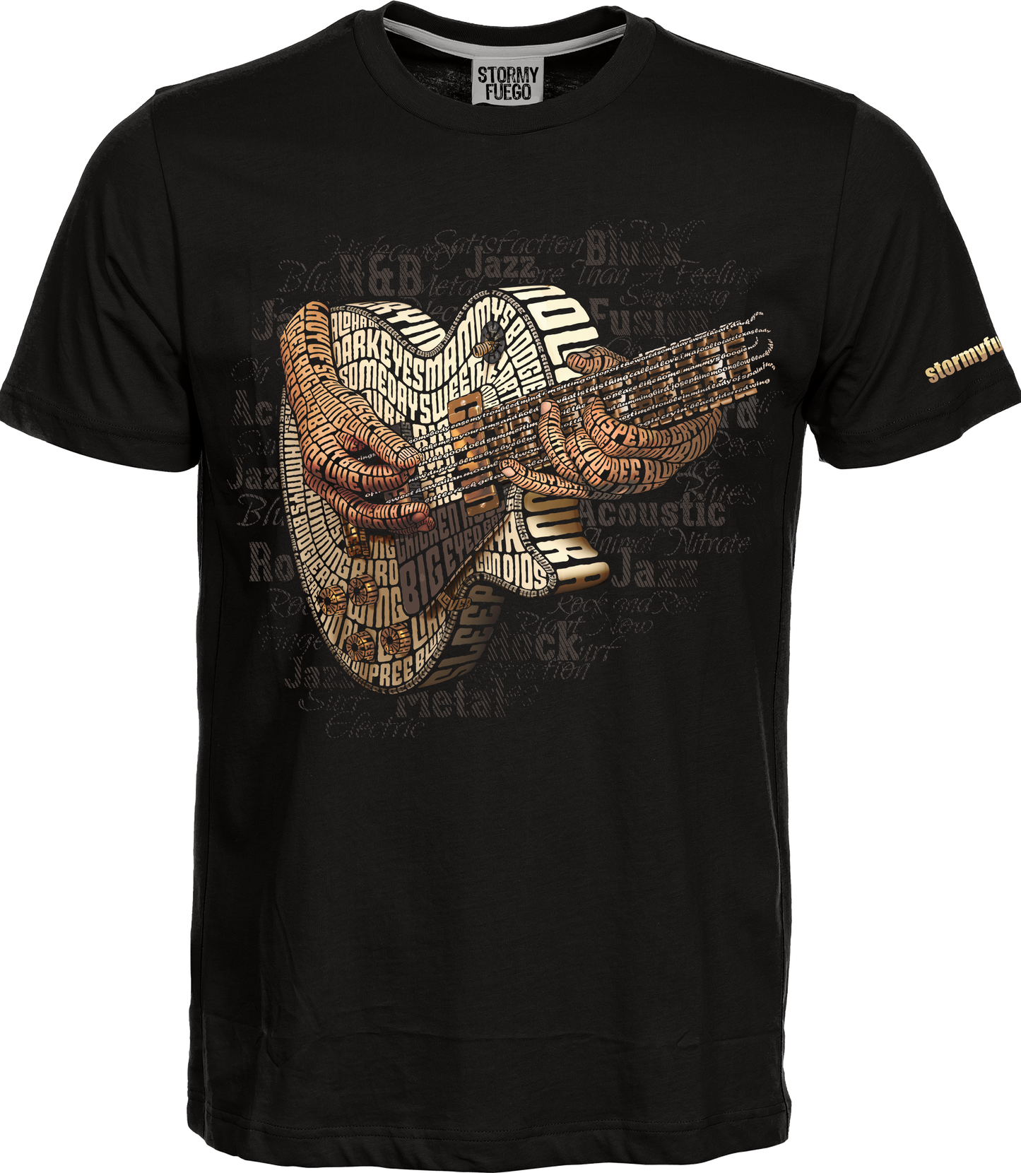 Electric Guitar Typography Graphic on Short-Sleeve Unisex T-Shirt