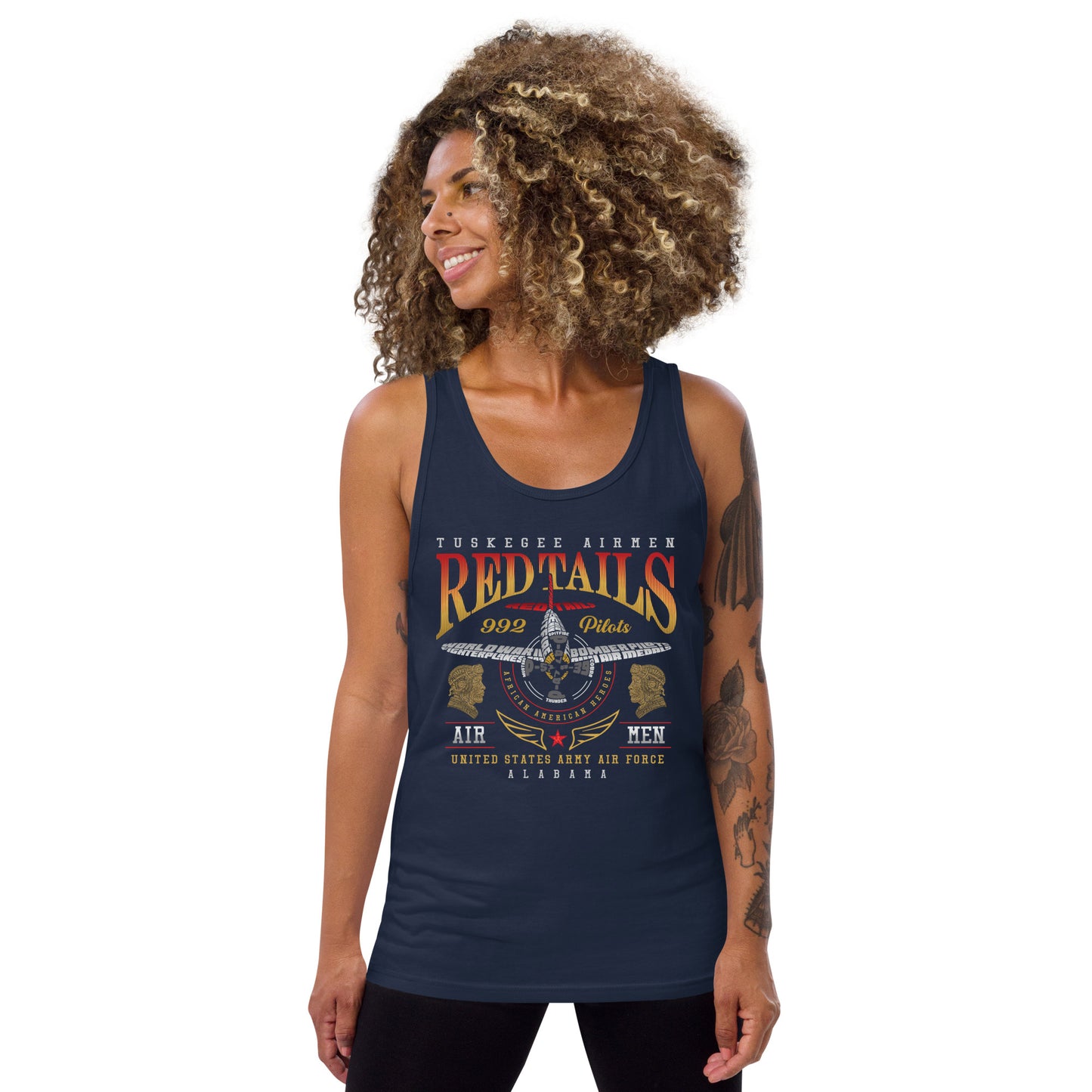 Tuskegee Airmen Red Tails Graphic on Unisex Tank Top