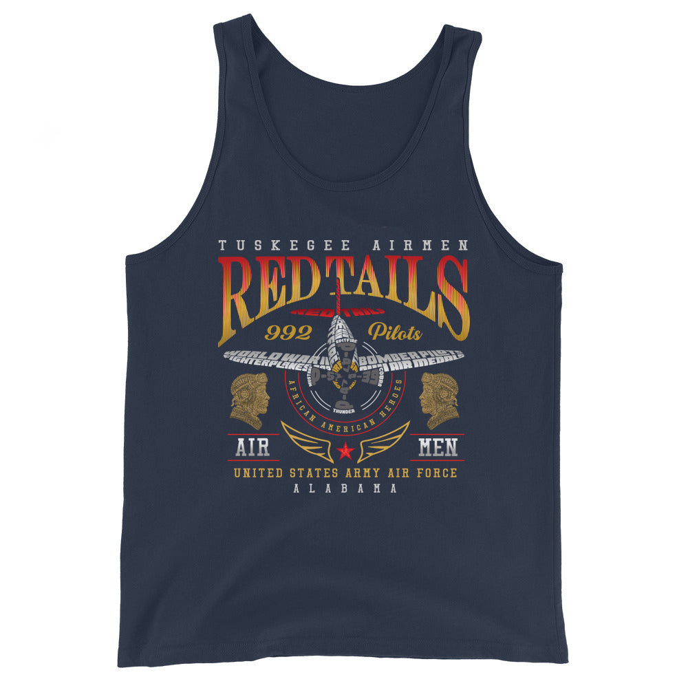 Tuskegee Airmen Red Tails Graphic on Unisex Tank Top
