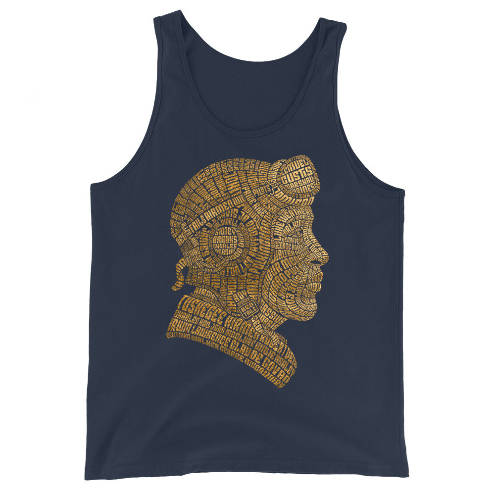 Tuskegee Airmen Tribute Typography in Gold on Unisex Tank Top