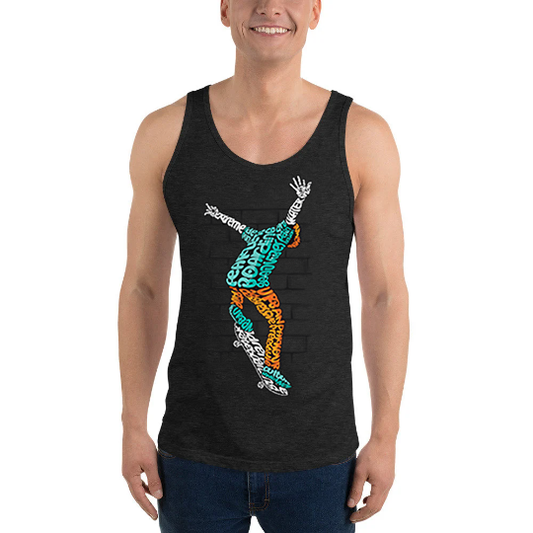 Skateboarder Typography Graphic on Unisex Tank Top