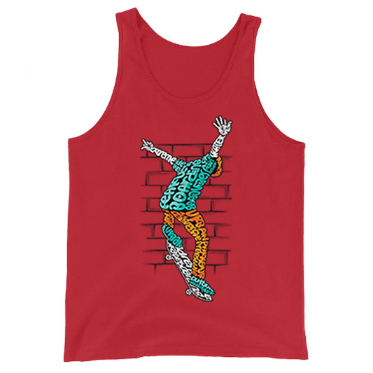 Skateboarder Typography Graphic on Unisex Tank Top