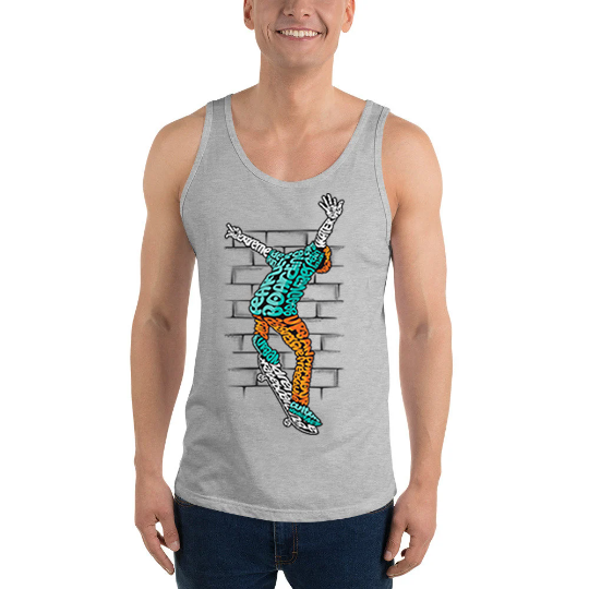 Skateboarder Typography Graphic on Unisex Tank Top