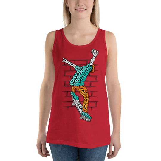 Skateboarder Typography Graphic on Unisex Tank Top