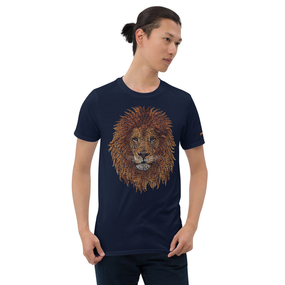 Lion Head Typography Design on Short-Sleeve Unisex T-Shirt