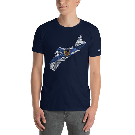Province of Nova Scotia Typography Graphic on Short-Sleeve Unisex T-Shirt