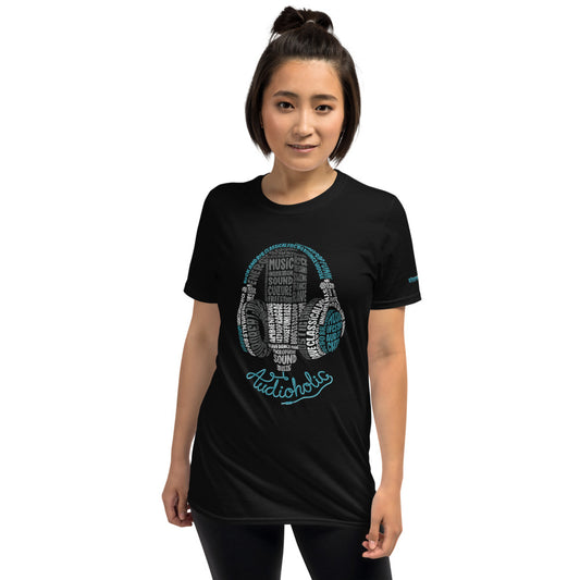 Audioholic Mic and Headphones Typography Design on Short-Sleeve Unisex T-Shirt