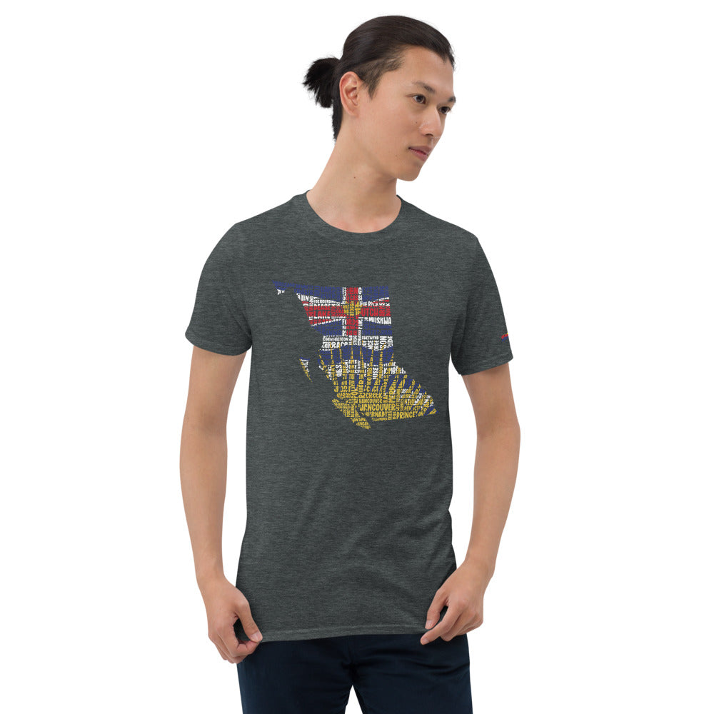 Province of British Columbia Typography Graphic on Short-Sleeve Unisex T-Shirt