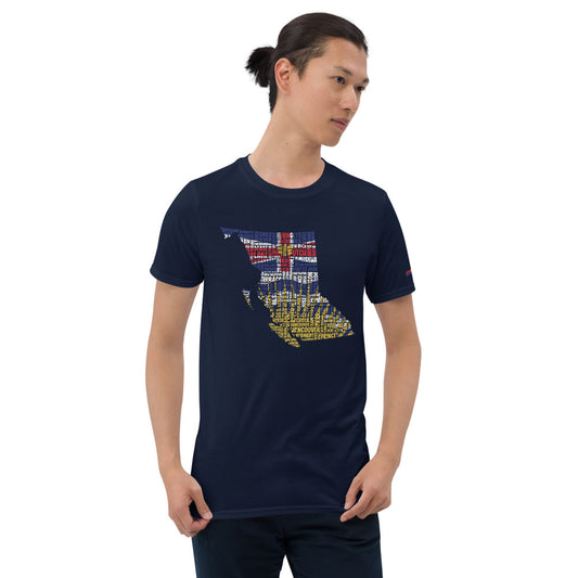 Province of British Columbia Typography Graphic on Short-Sleeve Unisex T-Shirt