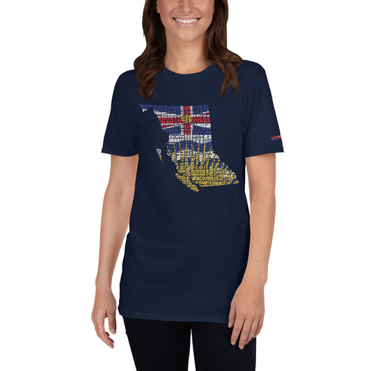 Province of British Columbia Typography Graphic on Short-Sleeve Unisex T-Shirt