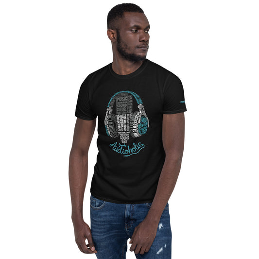 Audioholic Mic and Headphones Typography Design on Short-Sleeve Unisex T-Shirt