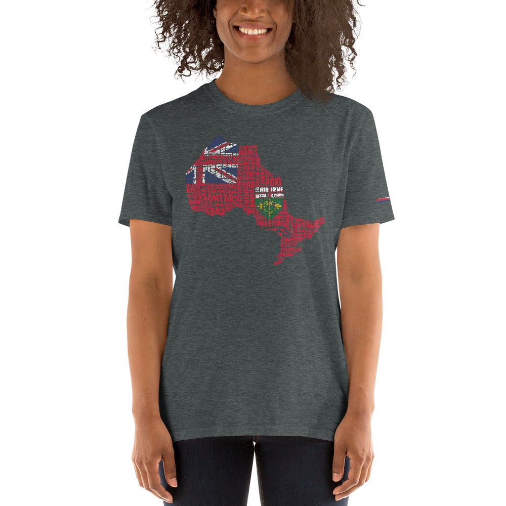 Province of Ontario Typography Graphic on Short-Sleeve Unisex T-Shirt