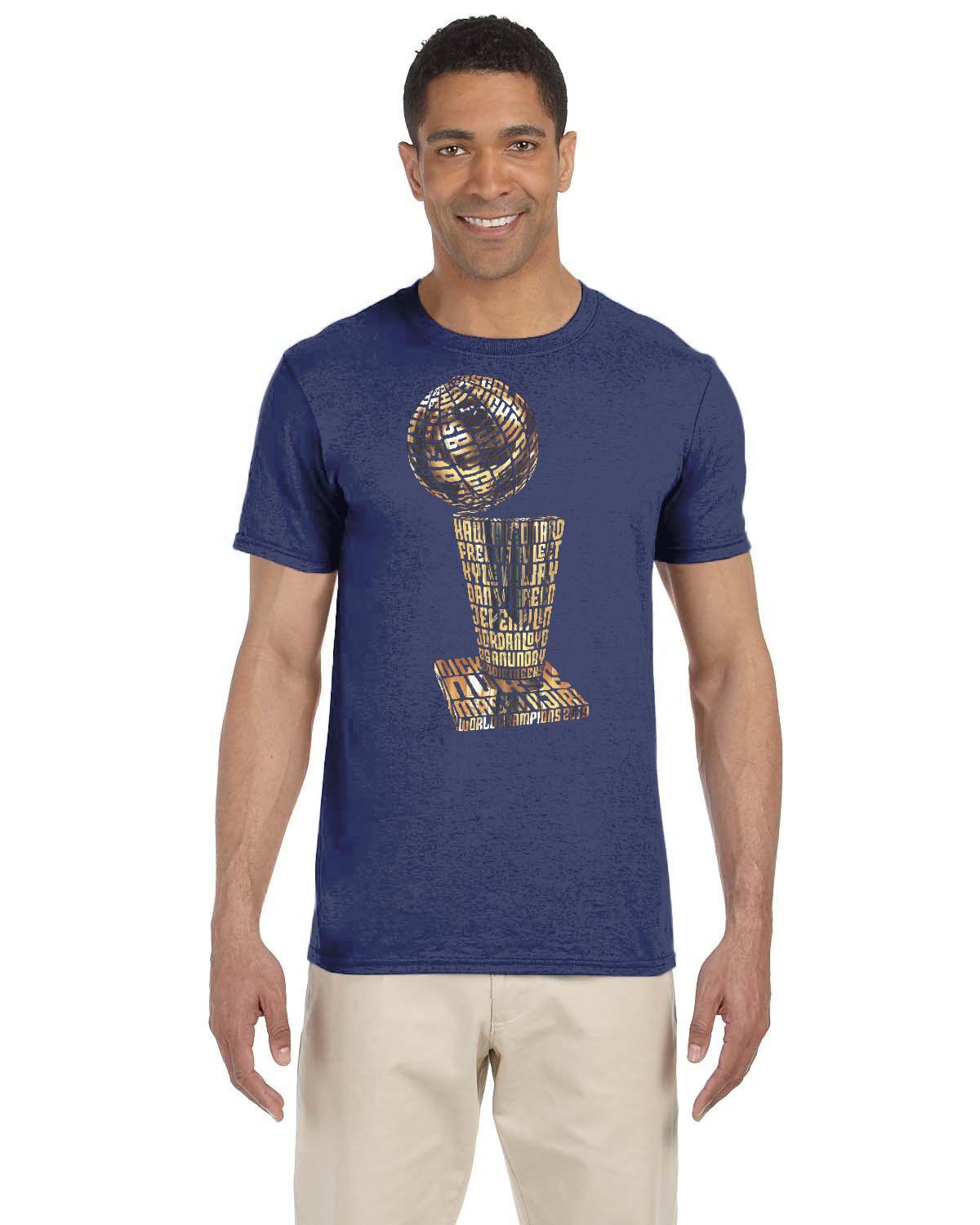 2019 Toronto Raptors Championship Trophy Typography Graphic on Gildan Adult Soft style T-Shirt