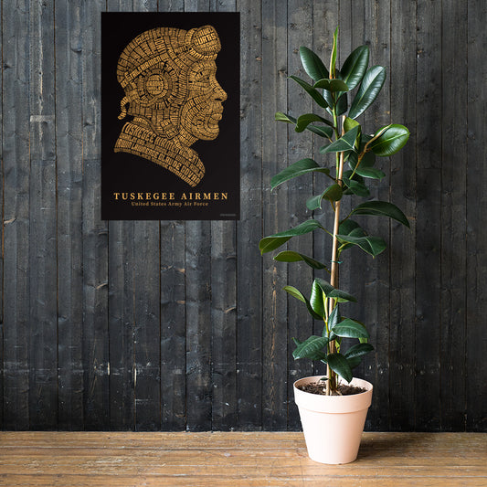 Tuskegee Airmen Tribute Typography Graphic in Gold 36"h x 24"w Photo Paper Poster
