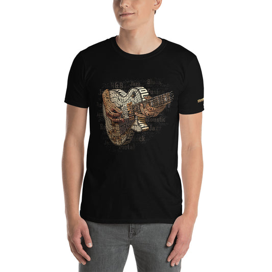 Electric Guitar Typography Graphic on Short-Sleeve Unisex T-Shirt