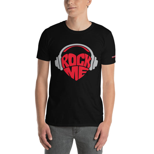 Rock Me Heart & Headphones Typography Graphic on Short-Sleeve Unisex T-Shirt