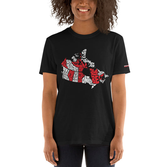 Canada Map Typography Graphic on Short-Sleeve Unisex T-Shirt