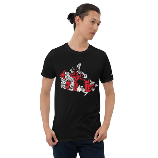 Canada Map Typography Graphic on Short-Sleeve Unisex T-Shirt