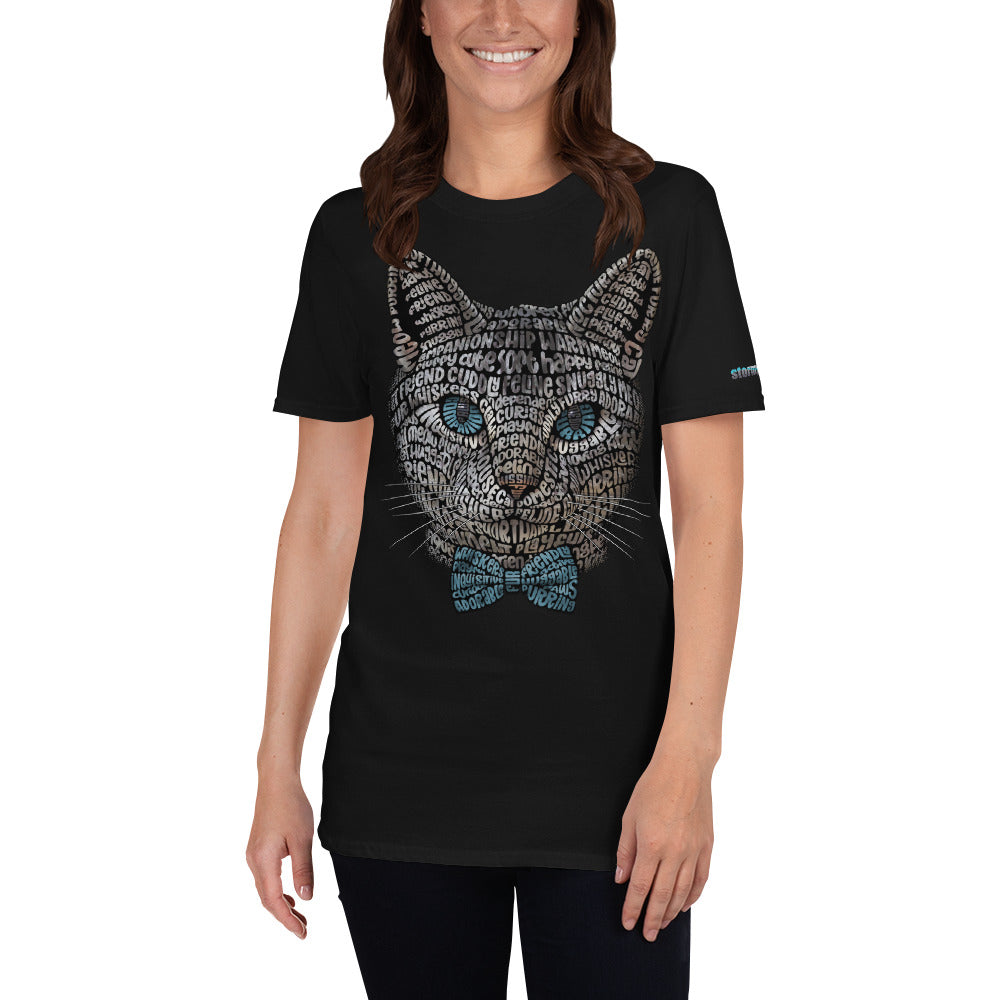Cat Face Typography Graphic on Short-Sleeve Unisex T-Shirt