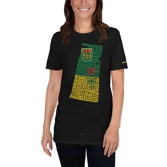 Province of Saskatchewan Typography Graphic on Short-Sleeve Unisex T-Shirt