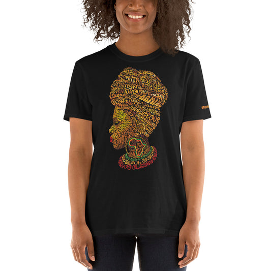 African Princess in Gold Typography Graphic on Short-Sleeve Unisex T-Shirt