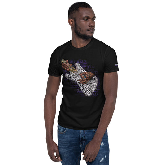 White Stratocaster Electric Guitar on Short-Sleeve Unisex T-Shirt