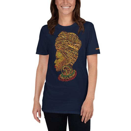 African Princess in Gold Typography Graphic on Short-Sleeve Unisex T-Shirt