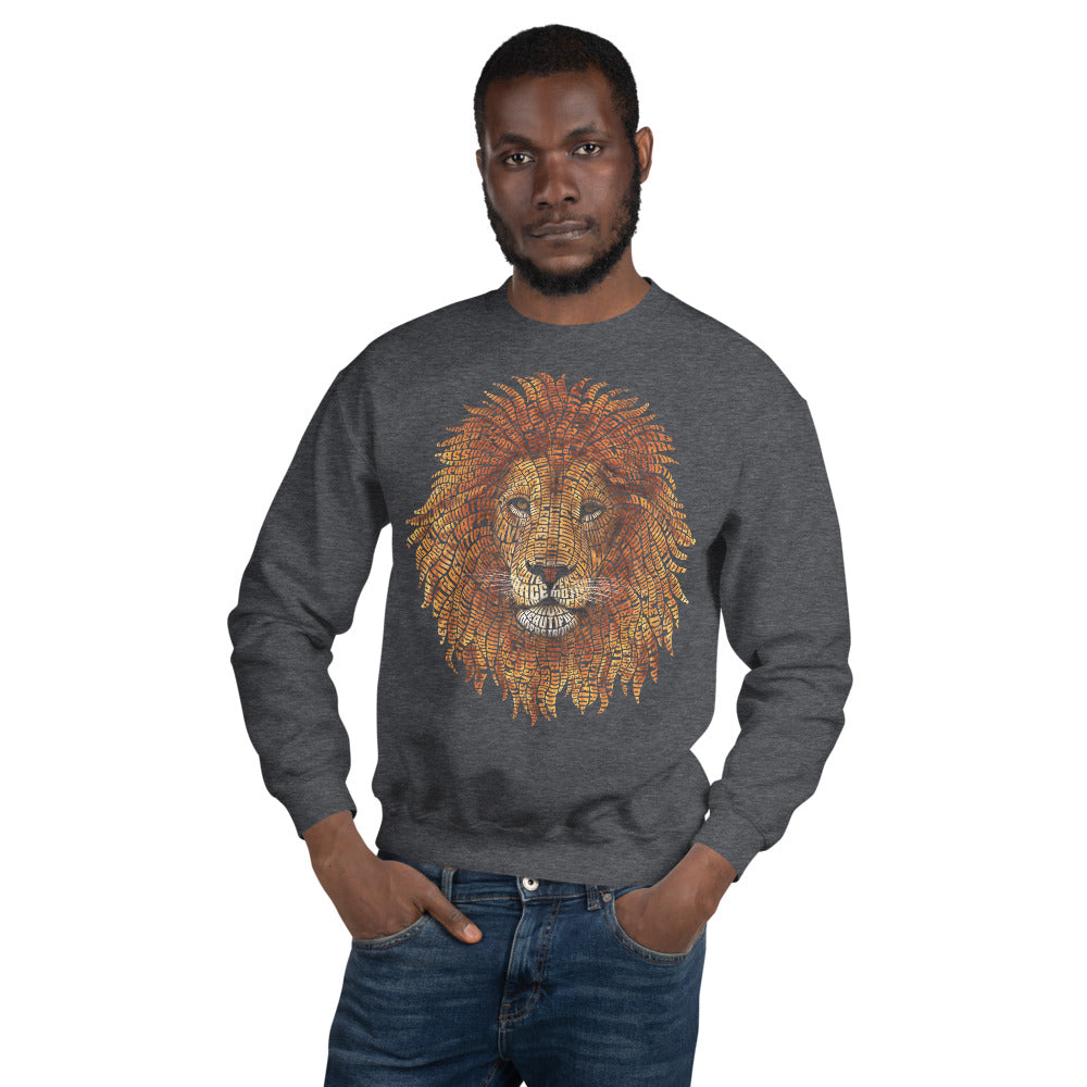 Lion Head Typography Design on Unisex Sweatshirt