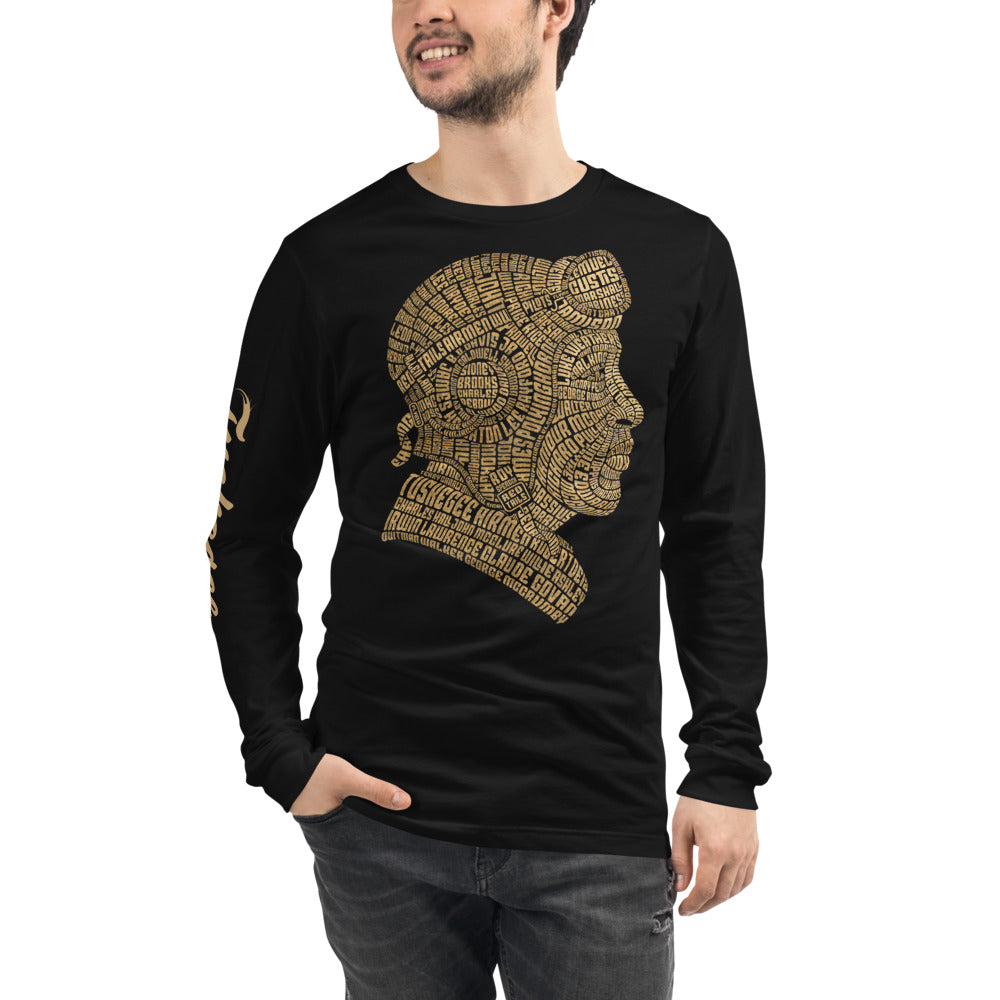 Tuskegee Airmen Tribute in Gold on Unisex Long Sleeve T-Shirt
