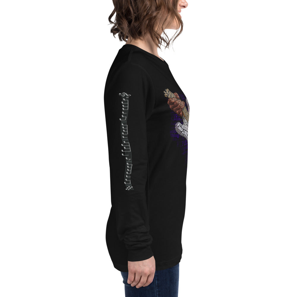 White Stratocaster Electric Guitar on Unisex Long Sleeve Tee