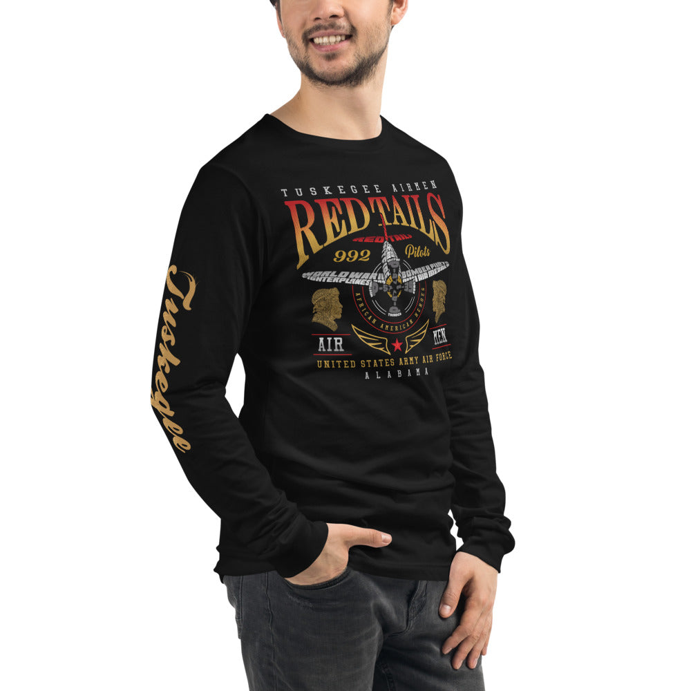 Tuskegee Airmen Red Tails Graphic on Unisex Long Sleeve Tee