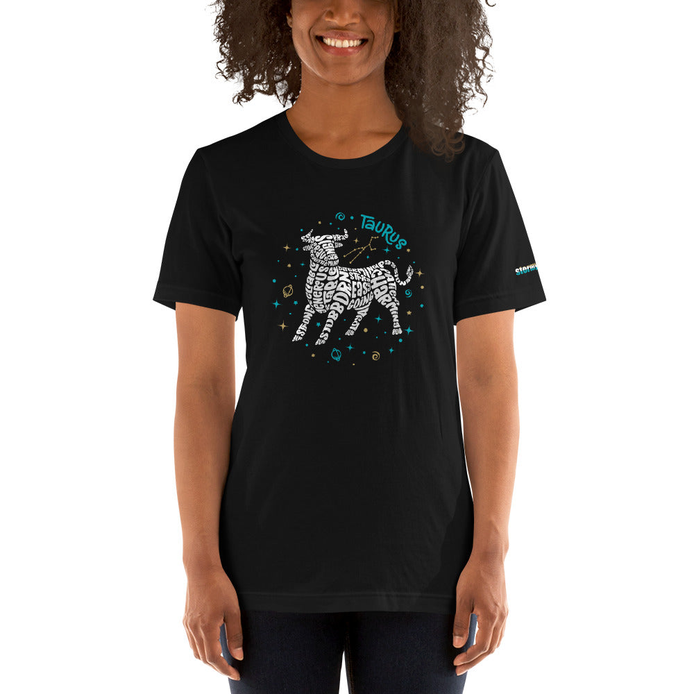 Taurus Astrology Typography Graphic on Short-Sleeve Unisex T-Shirt