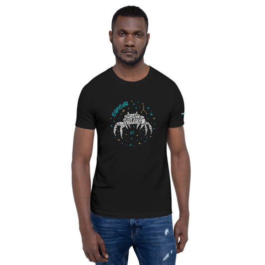Cancer Astrology Typography Graphic on Short-Sleeve Unisex T-Shirt