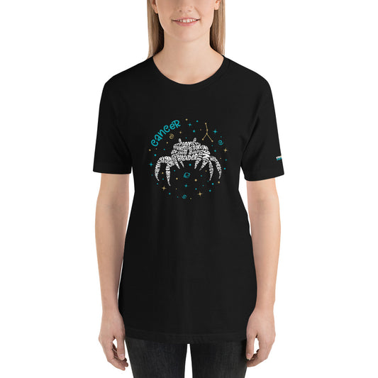 Cancer Astrology Typography Graphic on Short-Sleeve Unisex T-Shirt