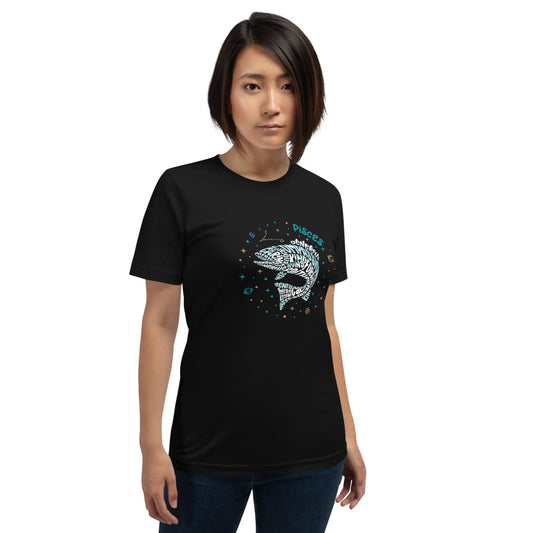 Pisces Astrology Typography Graphic on Short-Sleeve Unisex T-Shirt