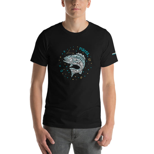 Pisces Astrology Typography Graphic on Short-Sleeve Unisex T-Shirt