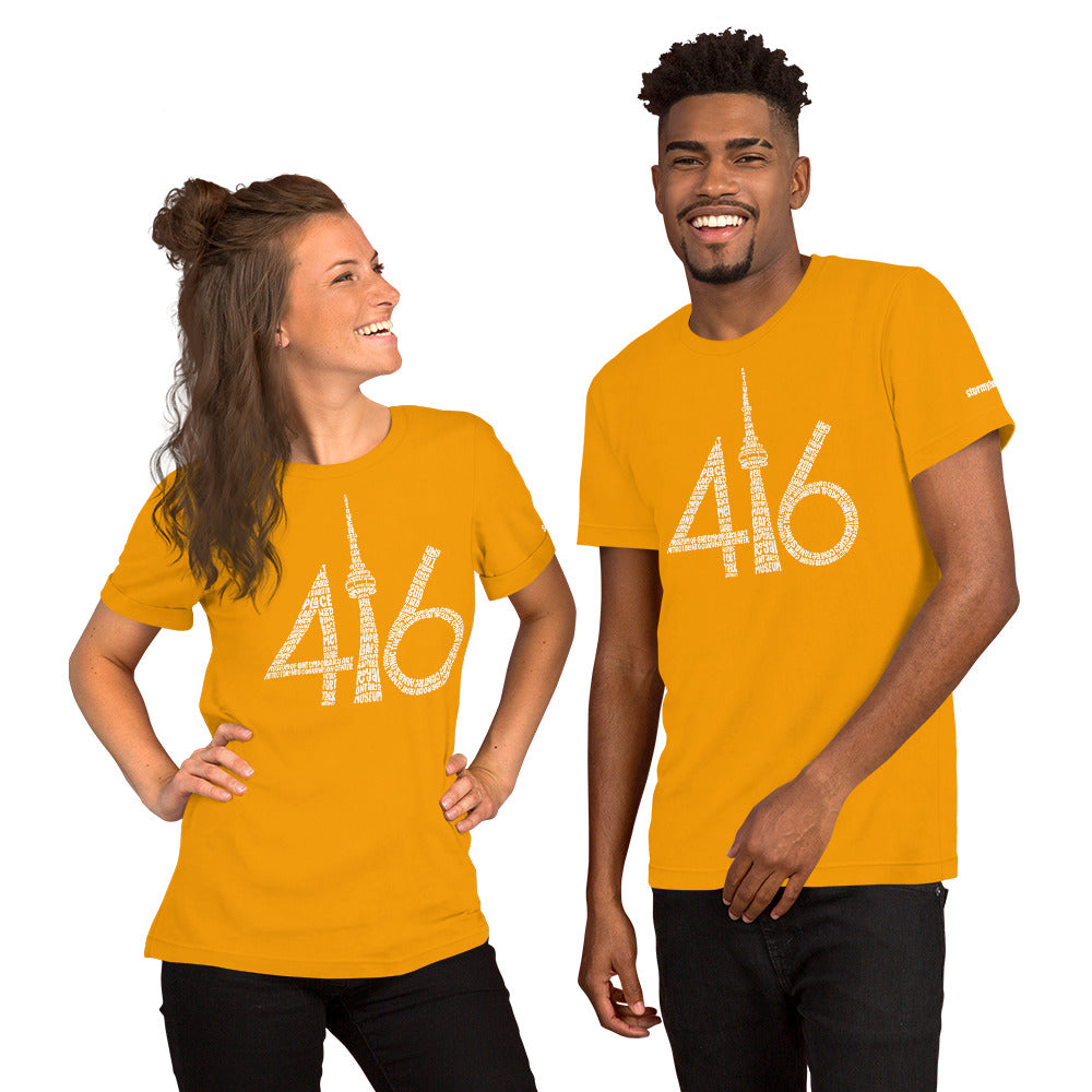 416 Toronto Typography Graphic on Short-Sleeve Unisex T-Shirt