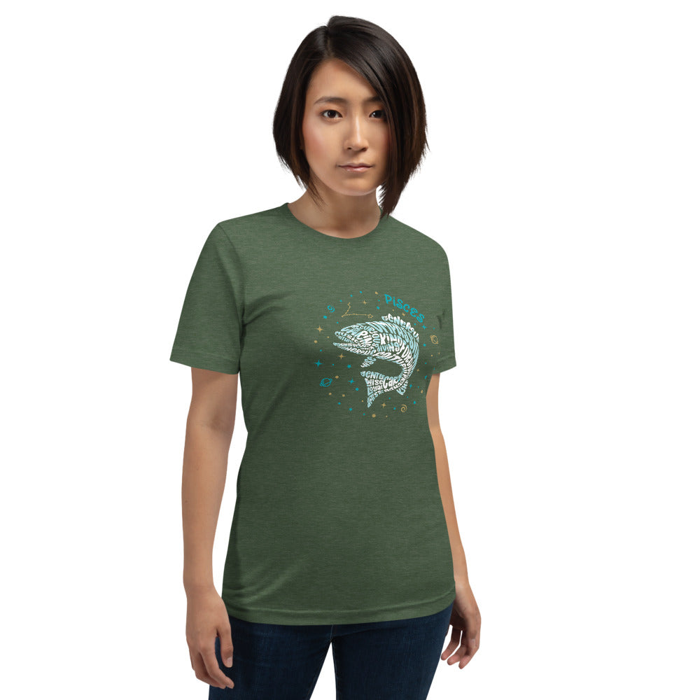 Pisces Astrology Typography Graphic on Short-Sleeve Unisex T-Shirt
