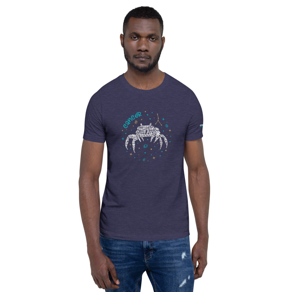 Cancer Astrology Typography Graphic on Short-Sleeve Unisex T-Shirt