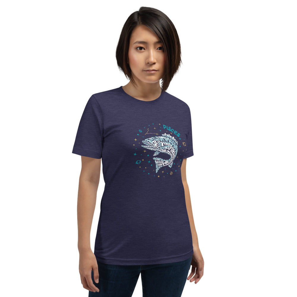 Pisces Astrology Typography Graphic on Short-Sleeve Unisex T-Shirt