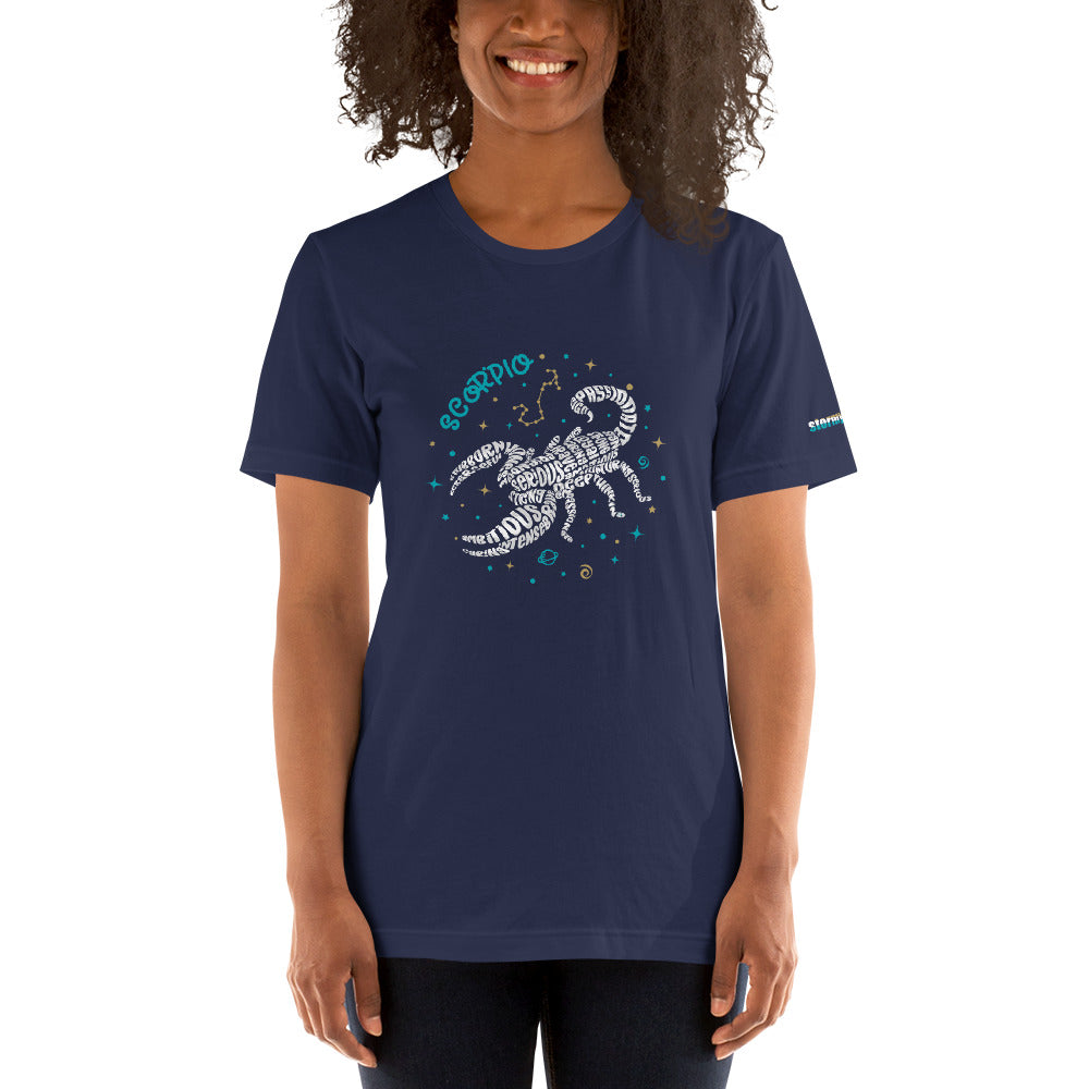 Scorpio Astrology Typography Graphic on Short-Sleeve Unisex T-Shirt