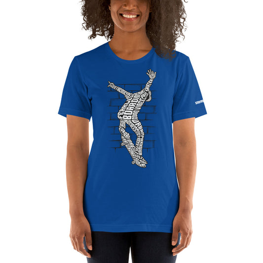 Skateboarder in White Typography Graphic on Short-Sleeve Unisex T-Shirt